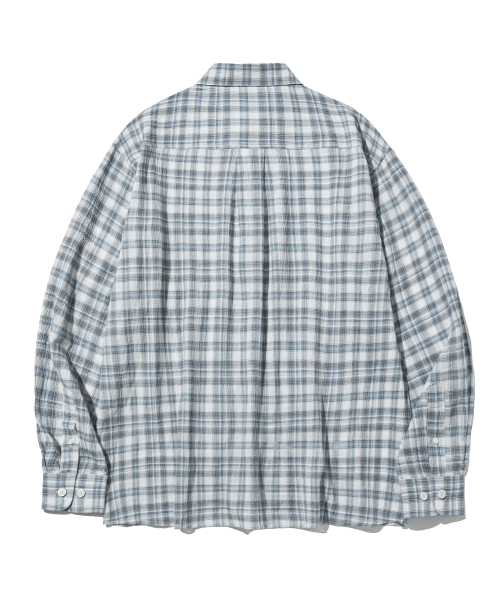 F.ILLUMINATE(フィルミネイト)の「リンクルタータンチェックシャツ-スカイブルー(シャツ/ブラウス・レディース・その他・SMALL/MEDIUM/LARGE)」の3枚目の写真