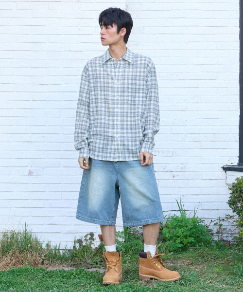 F.ILLUMINATE(フィルミネイト)の「リンクルタータンチェックシャツ-スカイブルー(シャツ/ブラウス・レディース・その他・SMALL/MEDIUM/LARGE)」の4枚目の写真