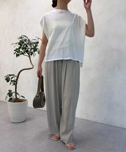 Jena espace merveilleux(ジェナ エスパスメルヴェイユ)の「レースフレンチT(Tシャツ/カットソー・レディース・チャコールグレー/オフホワイト・FREE)」の3枚目の写真