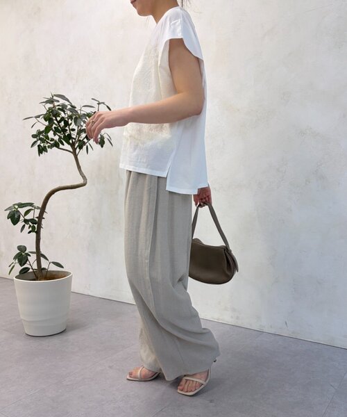 Jena espace merveilleux(ジェナ エスパスメルヴェイユ)の「レースフレンチT(Tシャツ/カットソー・レディース・チャコールグレー/オフホワイト・FREE)」の4枚目の写真