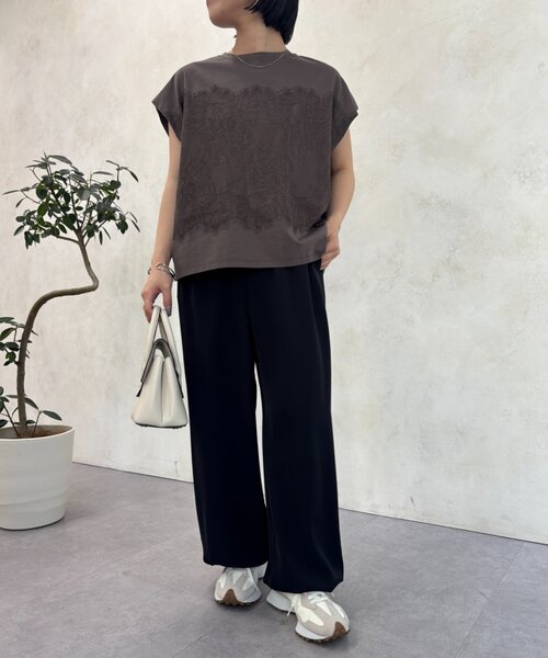 Jena espace merveilleux(ジェナ エスパスメルヴェイユ)の「レースフレンチT(Tシャツ/カットソー・レディース・チャコールグレー/オフホワイト・FREE)」の10枚目の写真