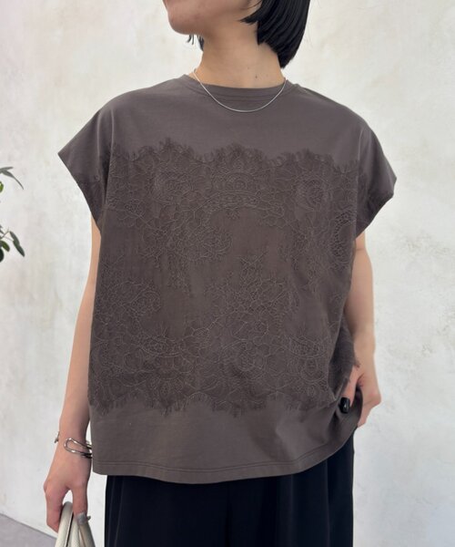 Jena espace merveilleux(ジェナ エスパスメルヴェイユ)の「レースフレンチT(Tシャツ/カットソー・レディース・チャコールグレー/オフホワイト・FREE)」の13枚目の写真