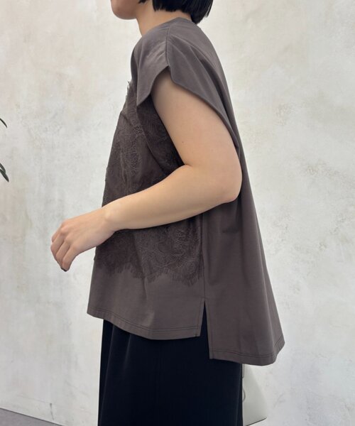 Jena espace merveilleux(ジェナ エスパスメルヴェイユ)の「レースフレンチT(Tシャツ/カットソー・レディース・チャコールグレー/オフホワイト・FREE)」の14枚目の写真