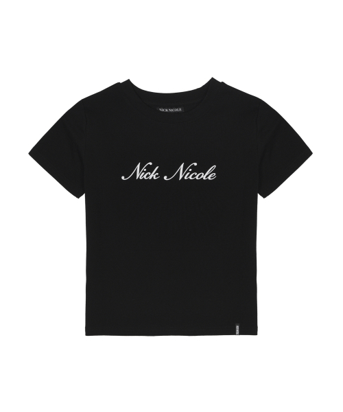 NICK&NICOLE(ニックアンドニコール)の「NICOLE LOGO GRAPHIC HALF TOP_BLACK(Tシャツ/カットソー・レディース・その他・FREE)」の1枚目の写真