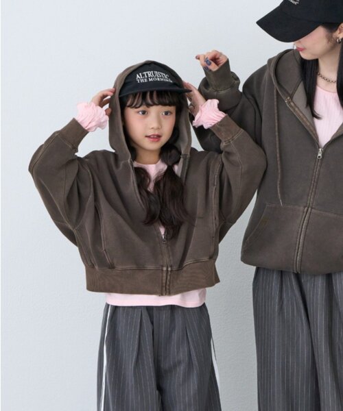 CIAOPANIC TYPY(チャオパニックティピー)の「【KIDS】KIDSピグメントダンボールパーカー(パーカー・キッズ・グリーン/ブラウン/レッド/グレー/チャコールグレー・130/150/110)」の7枚目の写真