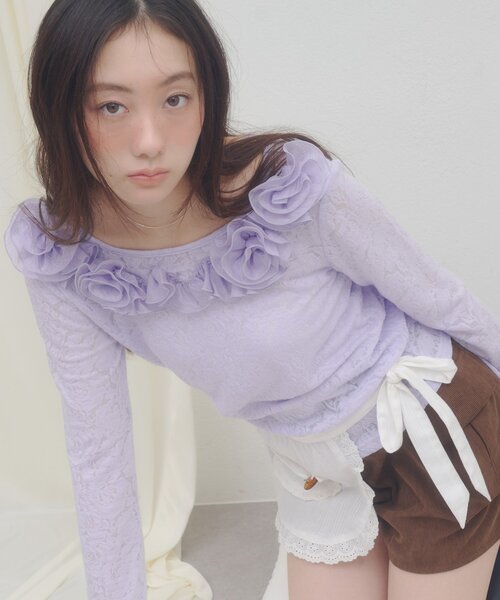 DISCOAT(ディスコート)の「【umm.】ニュアンスローズプルオーバー(Tシャツ/カットソー・レディース・グレー/オフホワイト/アイボリー/ミント/ブラウン/パープル・FREE)」の6枚目の写真