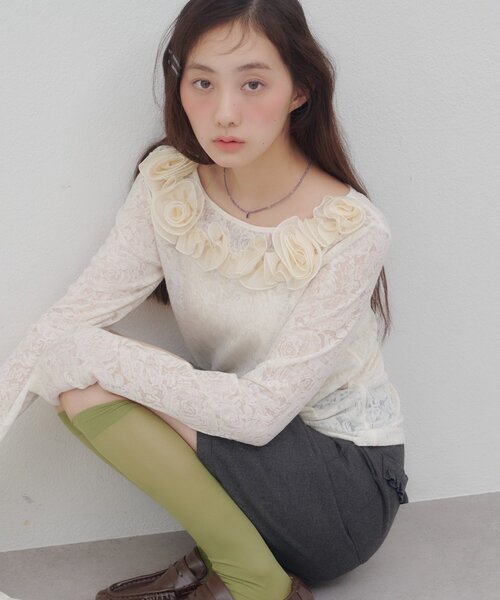 DISCOAT(ディスコート)の「【umm.】ニュアンスローズプルオーバー(Tシャツ/カットソー・レディース・グレー/オフホワイト/アイボリー/ミント/ブラウン/パープル・FREE)」の1枚目の写真