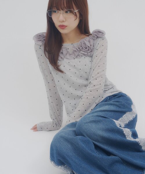 DISCOAT(ディスコート)の「【umm.】ニュアンスローズプルオーバー(Tシャツ/カットソー・レディース・グレー/オフホワイト/アイボリー/ミント/ブラウン/パープル・FREE)」の8枚目の写真