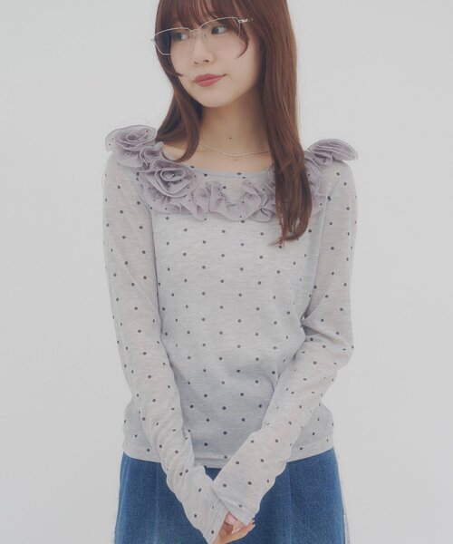 DISCOAT(ディスコート)の「【umm.】ニュアンスローズプルオーバー(Tシャツ/カットソー・レディース・グレー/オフホワイト/アイボリー/ミント/ブラウン/パープル・FREE)」の11枚目の写真