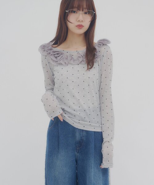 DISCOAT(ディスコート)の「【umm.】ニュアンスローズプルオーバー(Tシャツ/カットソー・レディース・グレー/オフホワイト/アイボリー/ミント/ブラウン/パープル・FREE)」の13枚目の写真
