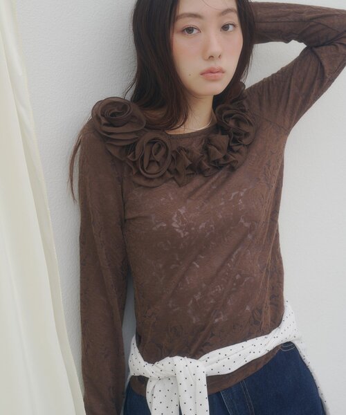 DISCOAT(ディスコート)の「【umm.】ニュアンスローズプルオーバー(Tシャツ/カットソー・レディース・グレー/オフホワイト/アイボリー/ミント/ブラウン/パープル・FREE)」の14枚目の写真