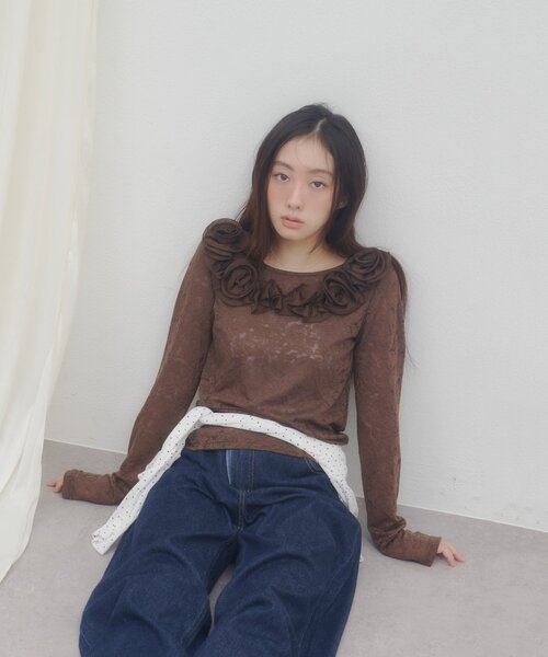 DISCOAT(ディスコート)の「【umm.】ニュアンスローズプルオーバー(Tシャツ/カットソー・レディース・グレー/オフホワイト/アイボリー/ミント/ブラウン/パープル・FREE)」の15枚目の写真