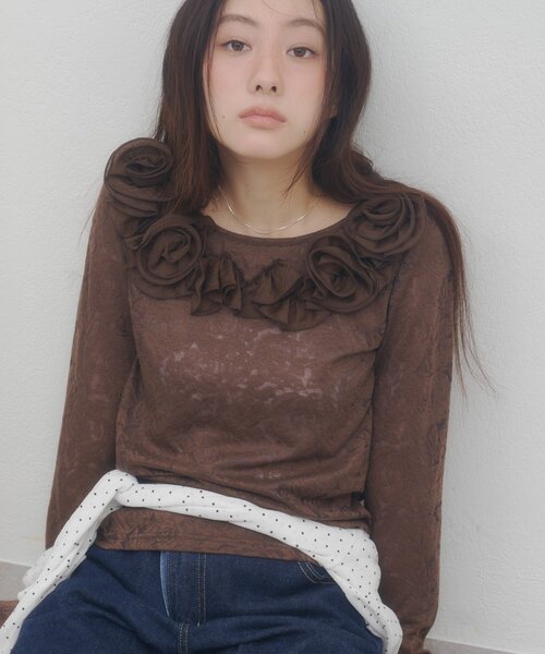 DISCOAT(ディスコート)の「【umm.】ニュアンスローズプルオーバー(Tシャツ/カットソー・レディース・グレー/オフホワイト/アイボリー/ミント/ブラウン/パープル・FREE)」の19枚目の写真