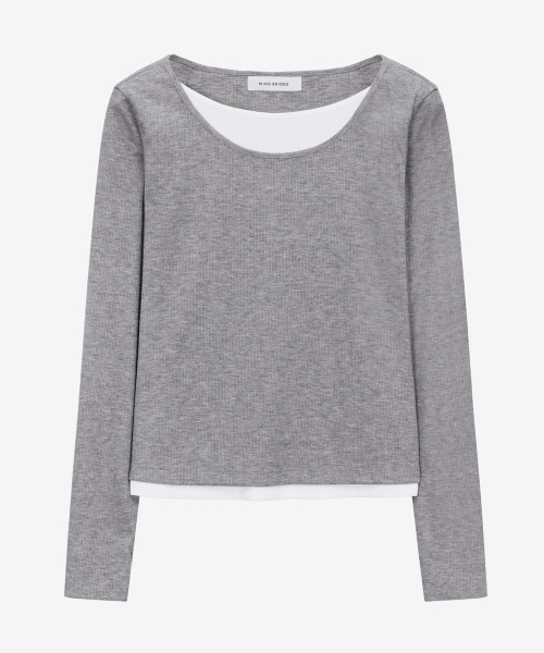 MIND BRIDGE WOMEN（マインドブリッジウーマン）の「[ON][W]レイヤード配色長袖Tシャツ - 2color（Tシャツ/カットソー・レディース・グレー/ネイビー・LARGE/SMALL/MEDIUM）」の11枚目の写真
