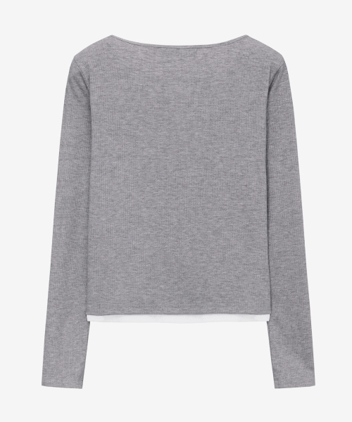 MIND BRIDGE WOMEN（マインドブリッジウーマン）の「[ON][W]レイヤード配色長袖Tシャツ - 2color（Tシャツ/カットソー・レディース・グレー/ネイビー・LARGE/SMALL/MEDIUM）」の12枚目の写真