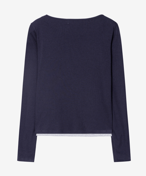 MIND BRIDGE WOMEN（マインドブリッジウーマン）の「[ON][W]レイヤード配色長袖Tシャツ - 2color（Tシャツ/カットソー・レディース・グレー/ネイビー・LARGE/SMALL/MEDIUM）」の14枚目の写真