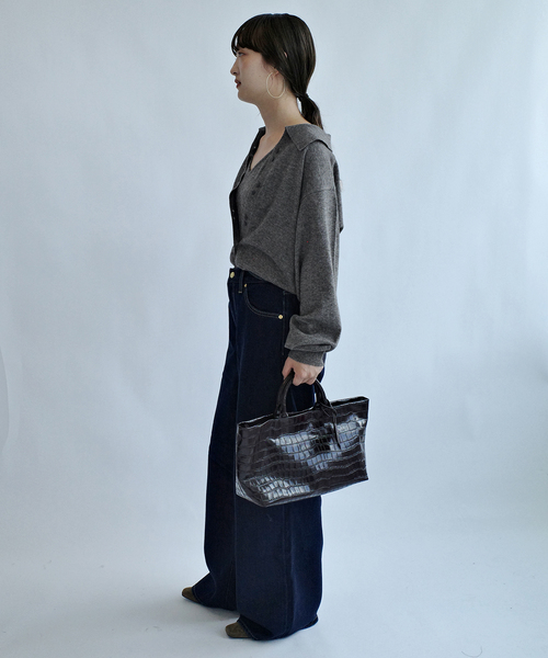 crinkle crinkle crinkle(クリンクルクリンクルクリンクル)の「crinkle crinkle crinkle slow off knit top CC-5038(ニット/セーター・レディース・レッド/ライトグレー・FREE)」の5枚目の写真
