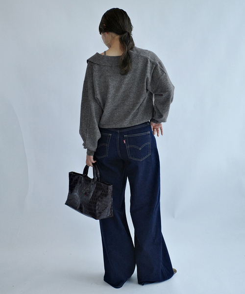 crinkle crinkle crinkle(クリンクルクリンクルクリンクル)の「crinkle crinkle crinkle slow off knit top CC-5038(ニット/セーター・レディース・レッド/ライトグレー・FREE)」の6枚目の写真