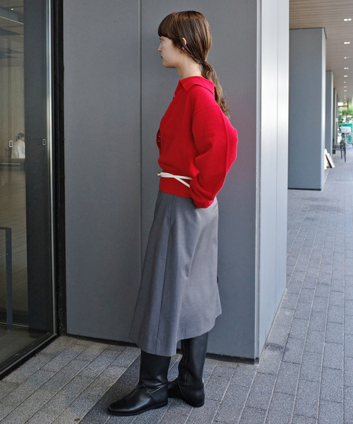 crinkle crinkle crinkle(クリンクルクリンクルクリンクル)の「crinkle crinkle crinkle slow off knit top CC-5038(ニット/セーター・レディース・レッド/ライトグレー・FREE)」の11枚目の写真