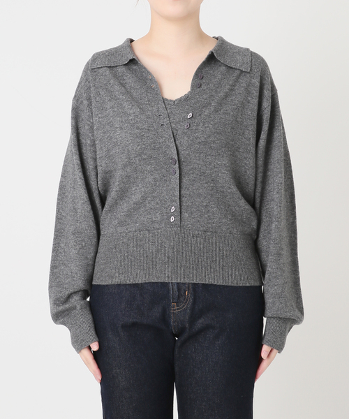 crinkle crinkle crinkle(クリンクルクリンクルクリンクル)の「crinkle crinkle crinkle slow off knit top CC-5038(ニット/セーター・レディース・レッド/ライトグレー・FREE)」の17枚目の写真