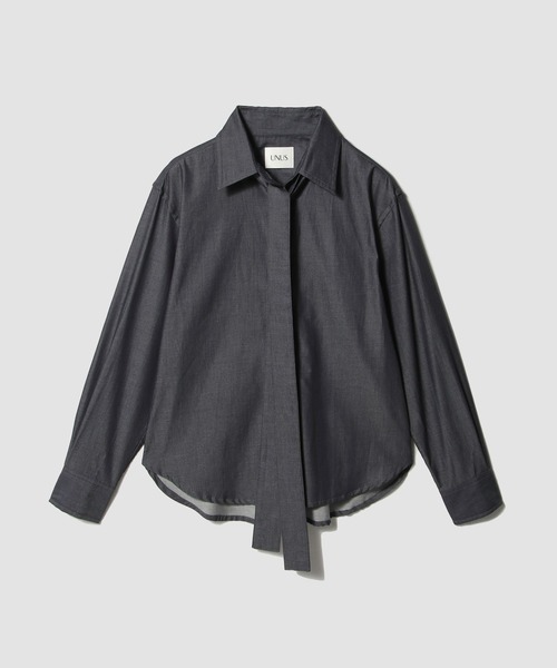 UNUS(ユナス)の「UNUS / Denim Bow Tie Shirt(シャツ/ブラウス・レディース・ネイビー・38/36)」の2枚目の写真