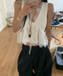 レーストリムノースリーブボレロベスト