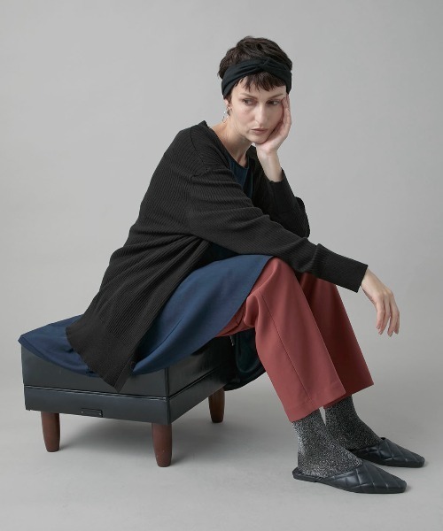 leswel（レスウェル）の「【M/L】針抜きテレコカーディガン（カーディガン/ボレロ・レディース・ブラック/グレー/ピンク/ブラウン・M/L）」の9枚目の写真