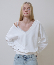 ROSEFRANTZ | Deep V-neck Sweatshirt [Ivory](スウェット)