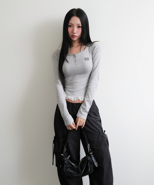 muahmuah（ムーアムーア）の「レース配色 ホルターネックTシャツ [グレー]（Tシャツ/カットソー・レディース・その他・FREE）」の11枚目の写真
