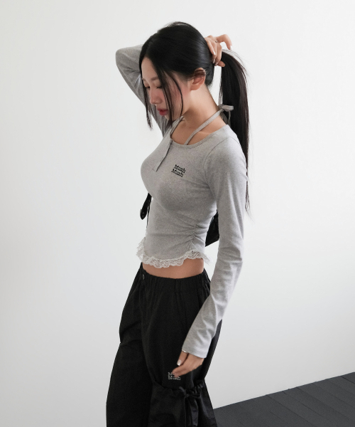 muahmuah（ムーアムーア）の「レース配色 ホルターネックTシャツ [グレー]（Tシャツ/カットソー・レディース・その他・FREE）」の14枚目の写真