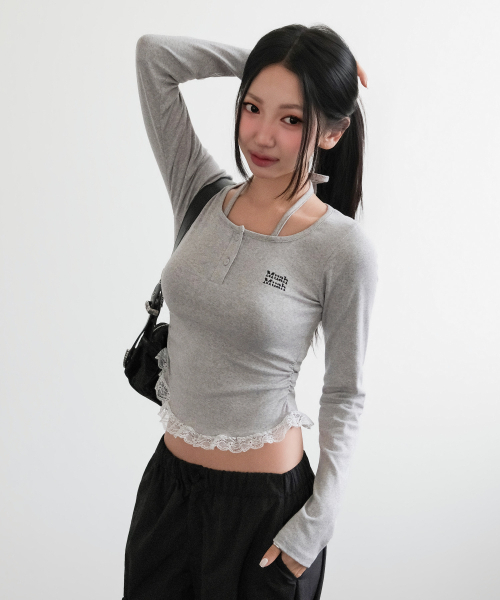 muahmuah（ムーアムーア）の「レース配色 ホルターネックTシャツ [グレー]（Tシャツ/カットソー・レディース・その他・FREE）」の15枚目の写真