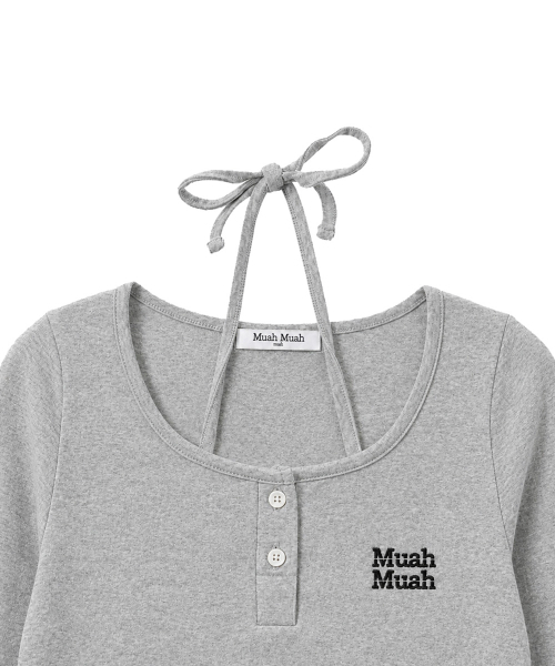 muahmuah（ムーアムーア）の「レース配色 ホルターネックTシャツ [グレー]（Tシャツ/カットソー・レディース・その他・FREE）」の18枚目の写真