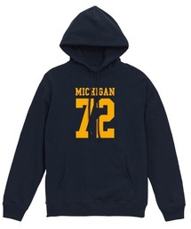 Ol' Basics(オール・ベーシックス) プルパーカー スウェット MICHIGAN ロゴ ナンバリング プリント 裏毛 トップス レディース ユニセックス