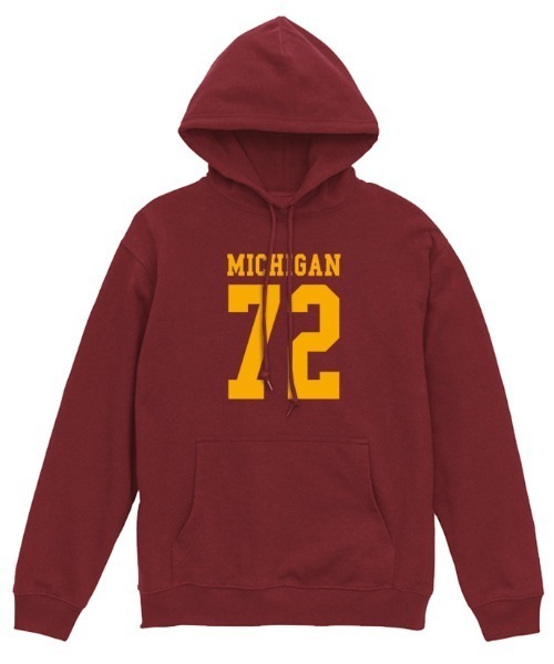 Ol' Basics(オールベーシックス)の「Ol' Basics(オール・ベーシックス) プルパーカー スウェット MICHIGAN ロゴ ナンバリング プリント 裏毛 トップス レディース ユニセックス(パーカー・レディース・ブルー/ネイビー/ブラック/バーガンディー・S)」の4枚目の写真