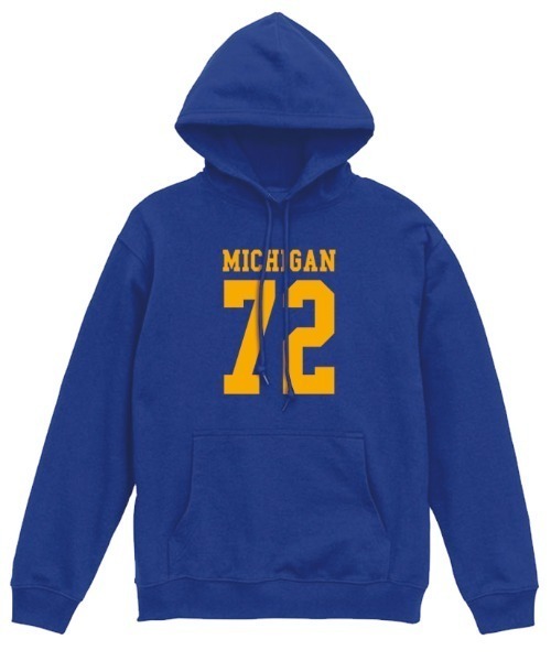 Ol' Basics(オールベーシックス)の「Ol' Basics(オール・ベーシックス) プルパーカー スウェット MICHIGAN ロゴ ナンバリング プリント 裏毛 トップス レディース ユニセックス(パーカー・レディース・ブルー/ネイビー/ブラック/バーガンディー・S)」の3枚目の写真