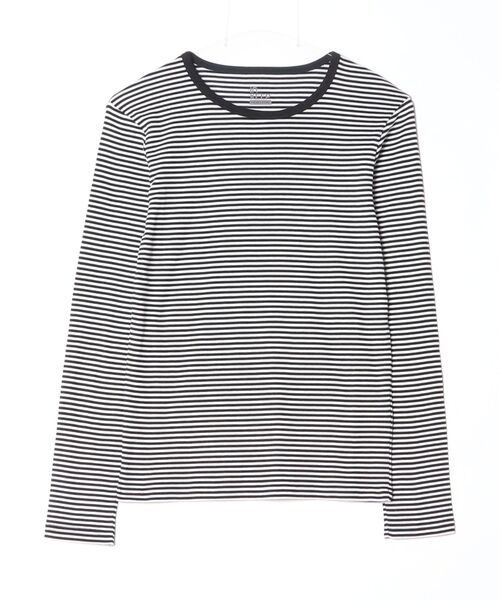 FREAK'S STORE(フリークスストア)の「<温度調節機能>INKEEP クルーネックトップス/インキープ ロンT(Tシャツ/カットソー・レディース・ブラック/ストライプ/オフホワイト・フリ-)」の3枚目の写真