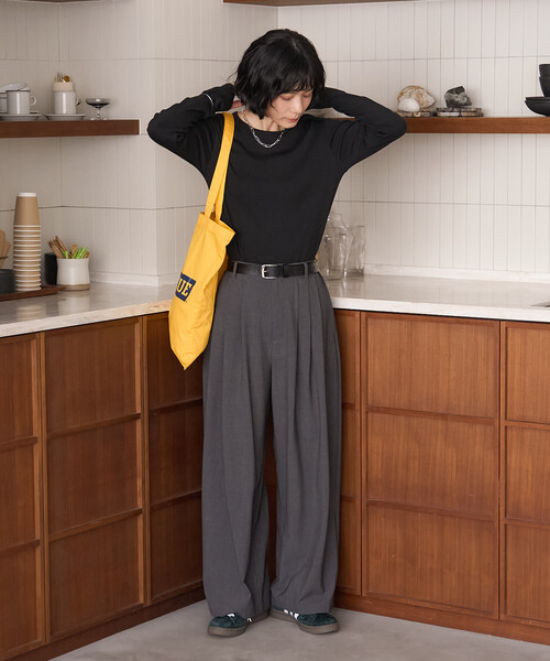 FREAK'S STORE(フリークスストア)の「<温度調節機能>INKEEP クルーネックトップス/インキープ ロンT(Tシャツ/カットソー・レディース・ブラック/ストライプ/オフホワイト・フリ-)」の8枚目の写真