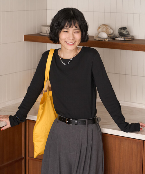 FREAK'S STORE(フリークスストア)の「<温度調節機能>INKEEP クルーネックトップス/インキープ ロンT(Tシャツ/カットソー・レディース・ブラック/ストライプ/オフホワイト・フリ-)」の10枚目の写真