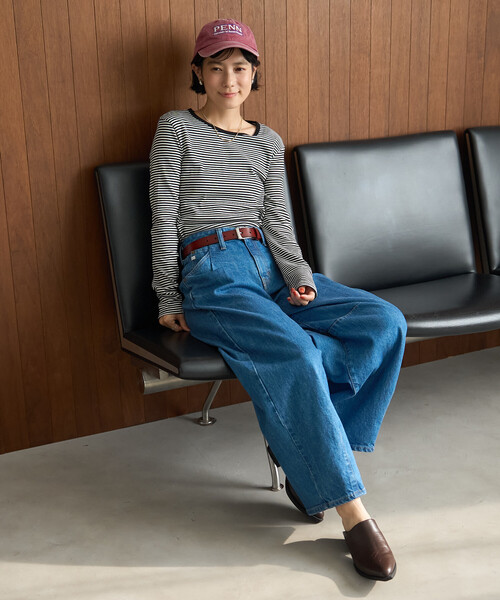 FREAK'S STORE(フリークスストア)の「<温度調節機能>INKEEP クルーネックトップス/インキープ ロンT(Tシャツ/カットソー・レディース・ブラック/ストライプ/オフホワイト・フリ-)」の16枚目の写真