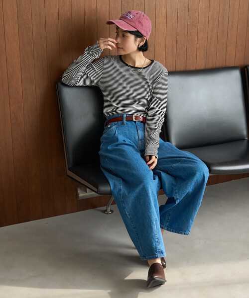 FREAK'S STORE(フリークスストア)の「<温度調節機能>INKEEP クルーネックトップス/インキープ ロンT(Tシャツ/カットソー・レディース・ブラック/ストライプ/オフホワイト・フリ-)」の17枚目の写真