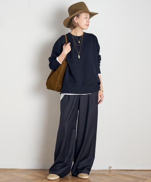 EVERYDAY I LIKE.（エヴリディアイライク）の「*イージーワイドスラックス(ストライプ)（スラックス・レディース・ネイビー・34/38/36）」の4枚目の写真