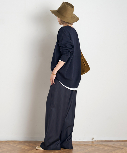 EVERYDAY I LIKE.（エヴリディアイライク）の「*イージーワイドスラックス(ストライプ)（スラックス・レディース・ネイビー・34/38/36）」の5枚目の写真