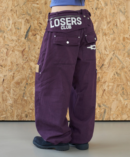 LOSERS CLUB(ルーザーズクラブ)の「LSC クロス ボタン ベルト バッグ ワイド コットン パンツ パープル(その他パンツ・レディース・その他・SMALL/MEDIUM/LARGE/X-LARGE)」の6枚目の写真