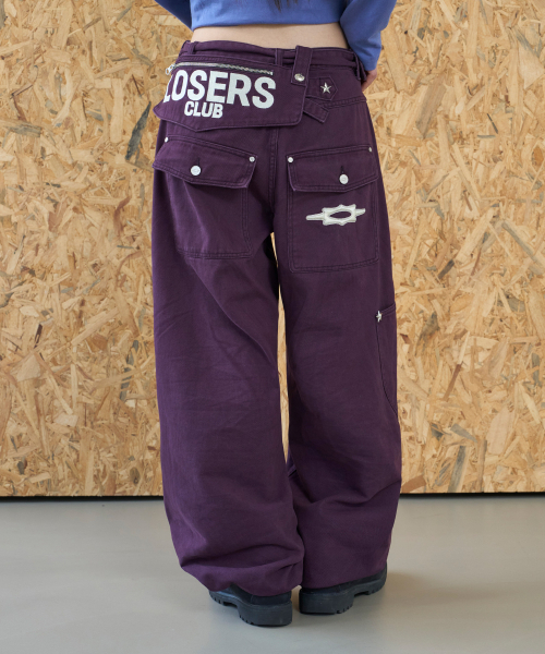 LOSERS CLUB(ルーザーズクラブ)の「LSC クロス ボタン ベルト バッグ ワイド コットン パンツ パープル(その他パンツ・レディース・その他・SMALL/MEDIUM/LARGE/X-LARGE)」の7枚目の写真