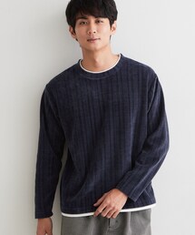 【洗濯機OK】レイヤードモールニットTシャツ