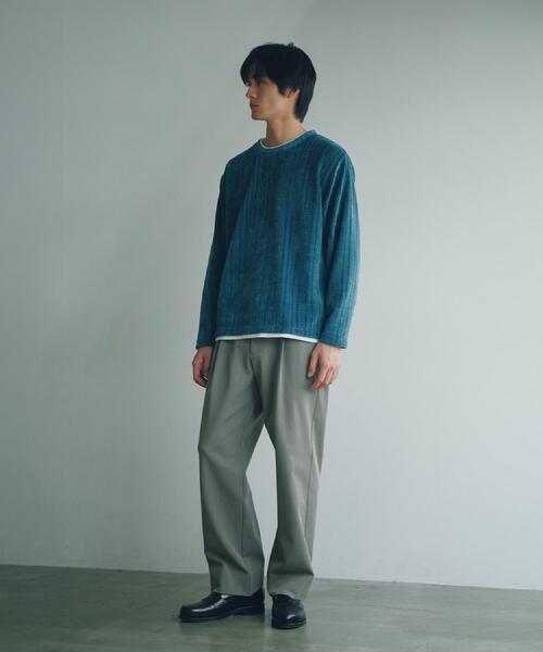 THE SHOP TK (ザ ショップ ティーケー )の「【洗濯機OK】レイヤードモールニットTシャツ(Tシャツ/カットソー・メンズ・グレー/ネイビー/モスグリーン/オフホワイト・02/04/03)」の12枚目の写真