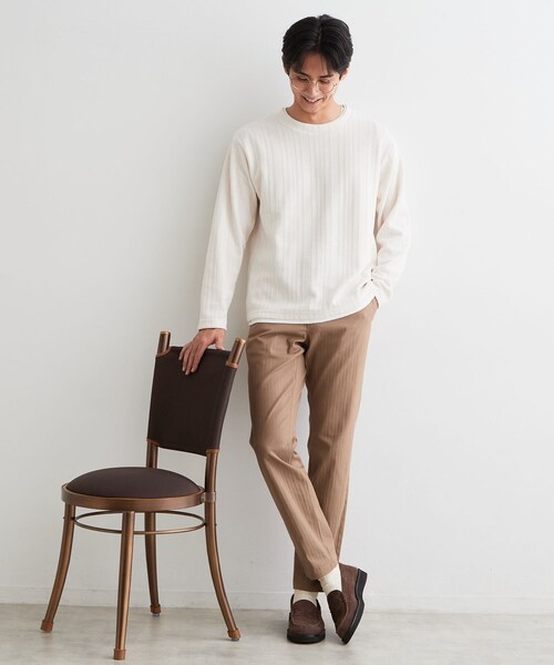 THE SHOP TK (ザ ショップ ティーケー )の「【洗濯機OK】レイヤードモールニットTシャツ(Tシャツ/カットソー・メンズ・グレー/ネイビー/モスグリーン/オフホワイト・02/04/03)」の15枚目の写真