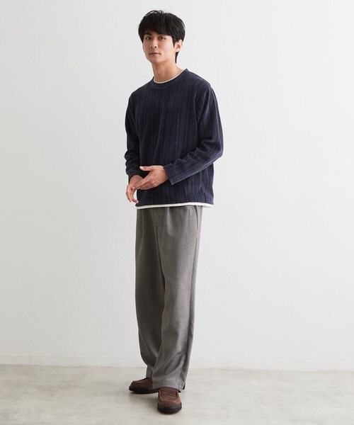 THE SHOP TK (ザ ショップ ティーケー )の「【洗濯機OK】レイヤードモールニットTシャツ(Tシャツ/カットソー・メンズ・グレー/ネイビー/モスグリーン/オフホワイト・02/04/03)」の11枚目の写真