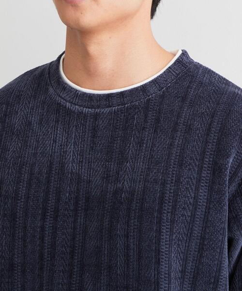 THE SHOP TK (ザ ショップ ティーケー )の「【洗濯機OK】レイヤードモールニットTシャツ(Tシャツ/カットソー・メンズ・グレー/ネイビー/モスグリーン/オフホワイト・02/04/03)」の9枚目の写真