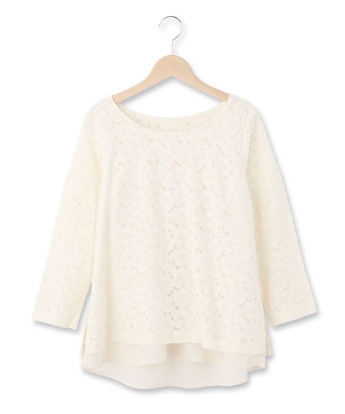 HusHusH（ハッシュアッシュ）の「レースレイヤード風バックシャンブラウス（シャツ/ブラウス・レディース・ブラック/ベージュ/ホワイト・01/02/03）」の3枚目の写真